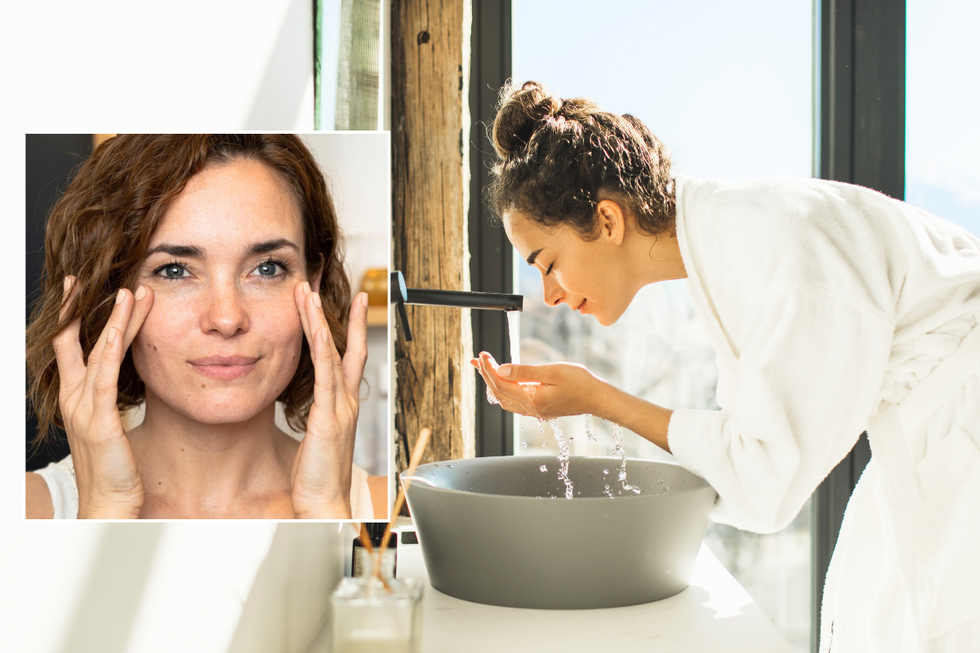 Woman doing skin care / woman washing face