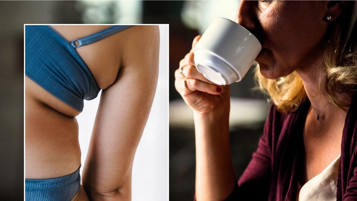 woman drinking coffee and body fat