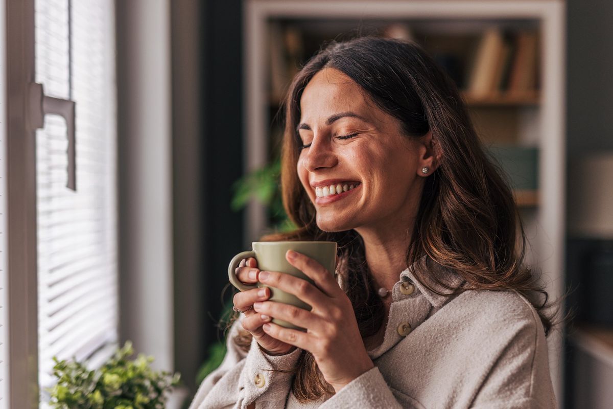 Woman drinking coffee