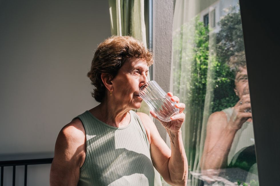 woman drinking water