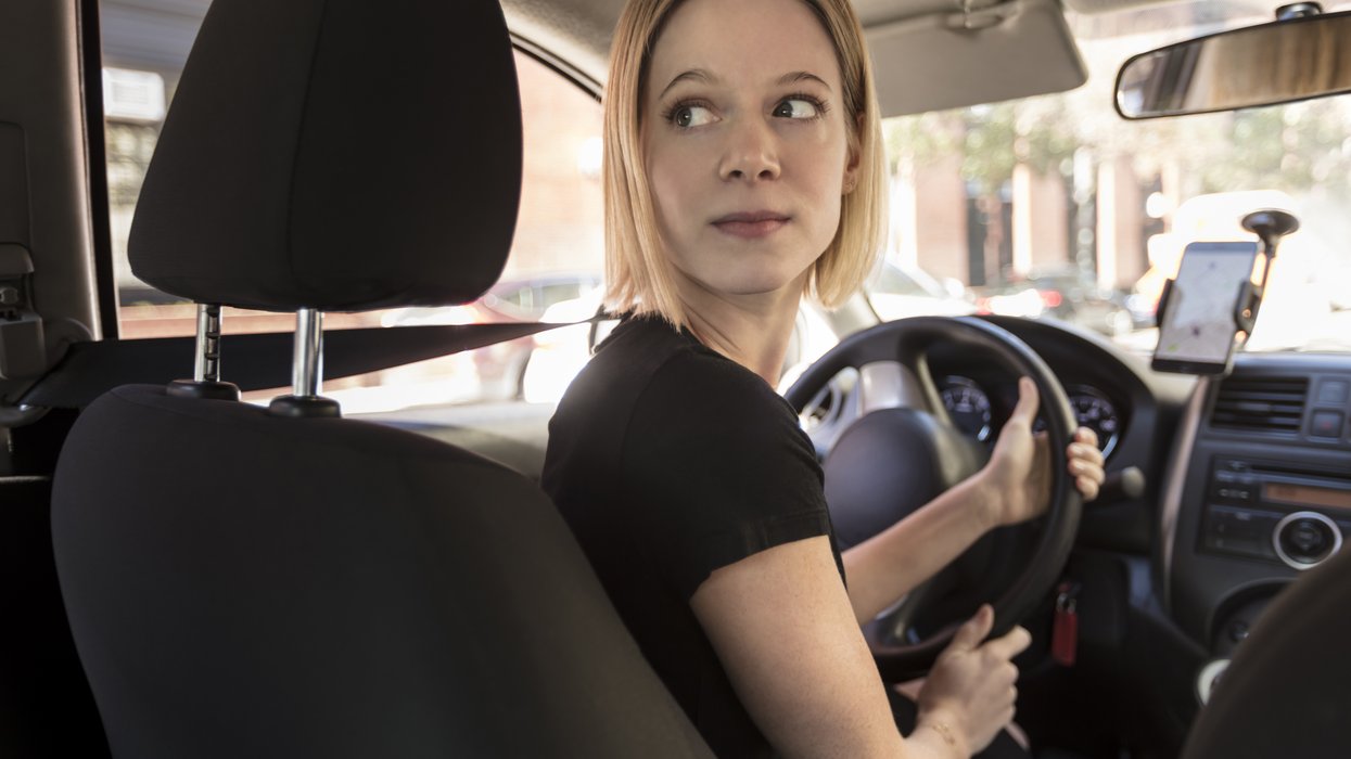 Woman driving car