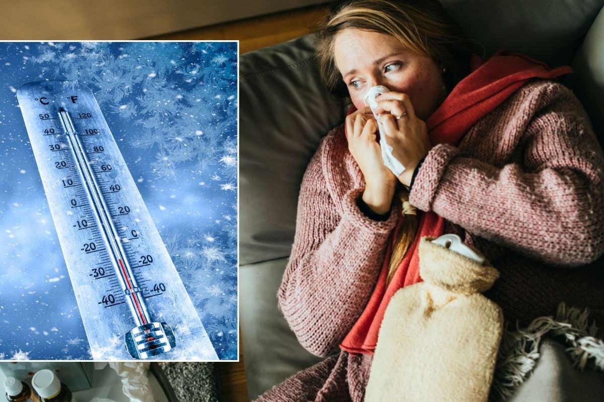 Woman feeling cold and freezing weather