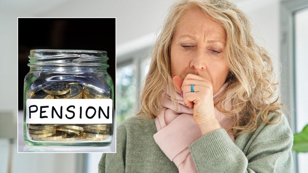 Woman feeling sick and pension pot