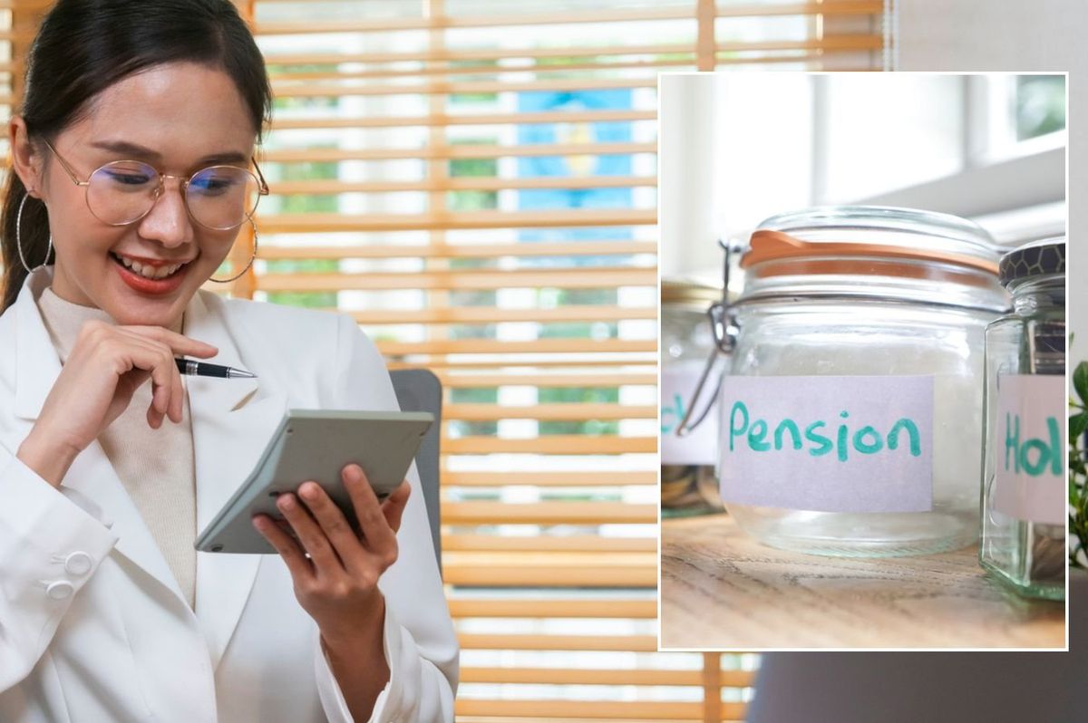 Woman going over finances and pension pot