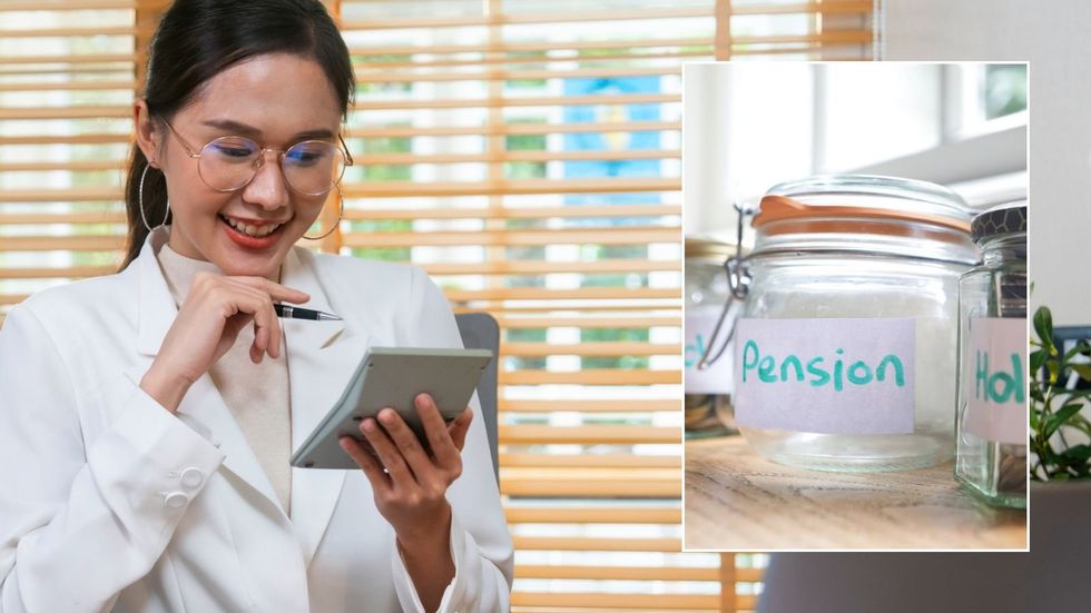 Woman going over finances and pension pot