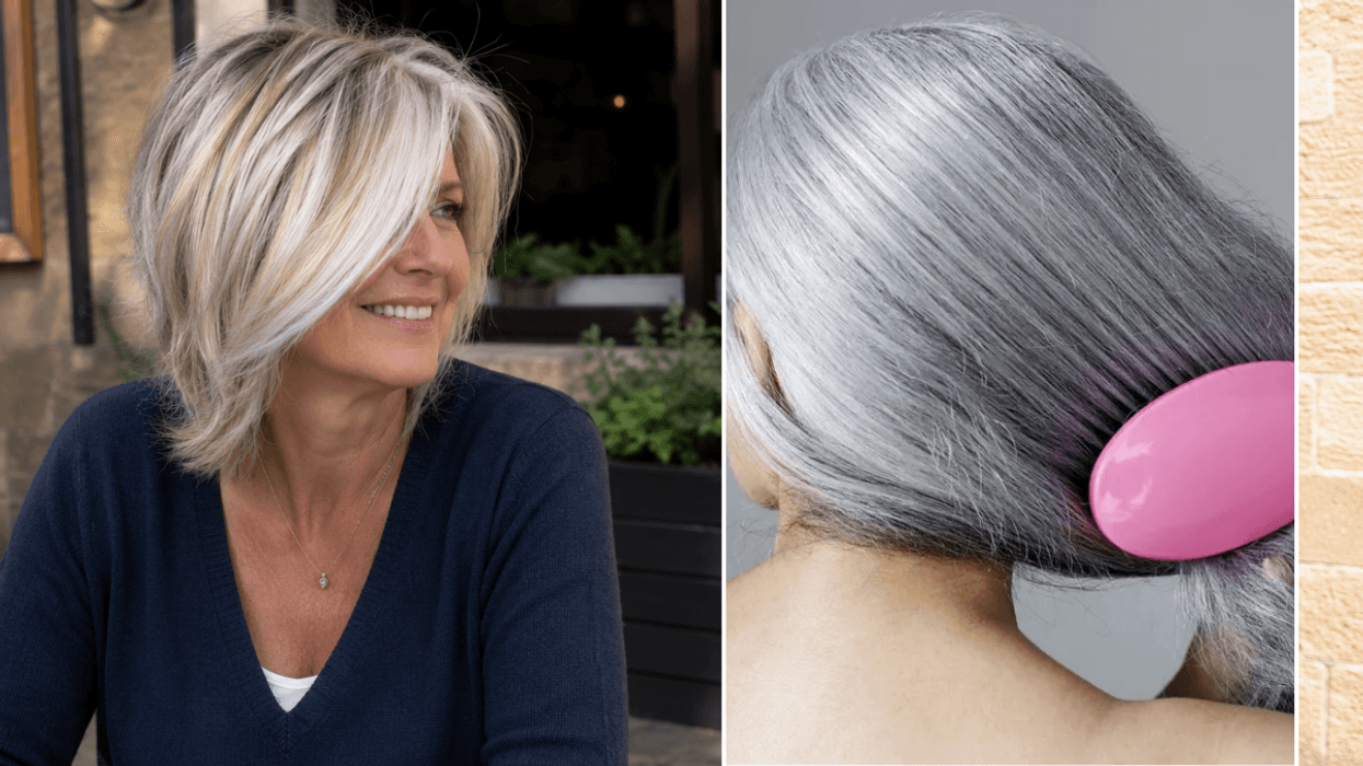 Woman grey blonde hair / grey hair