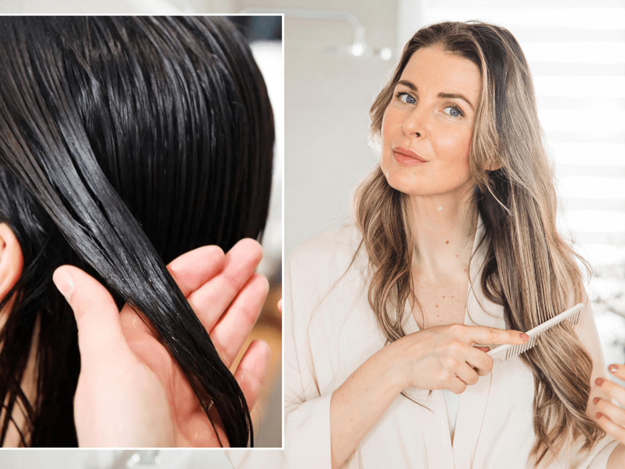 Woman having a treatment applied to her hair /