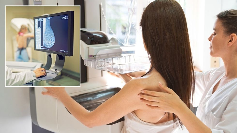 Woman having breast cancer screening