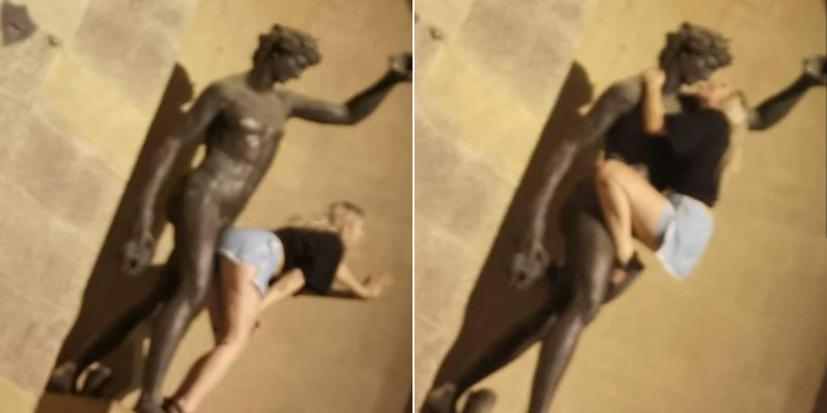 NextImg:Tourist sparks fury in Italy after climbing onto historic statue and imitating sex acts
