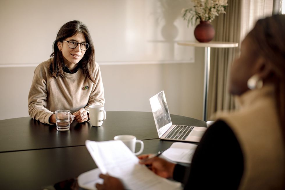 Woman in a job interview