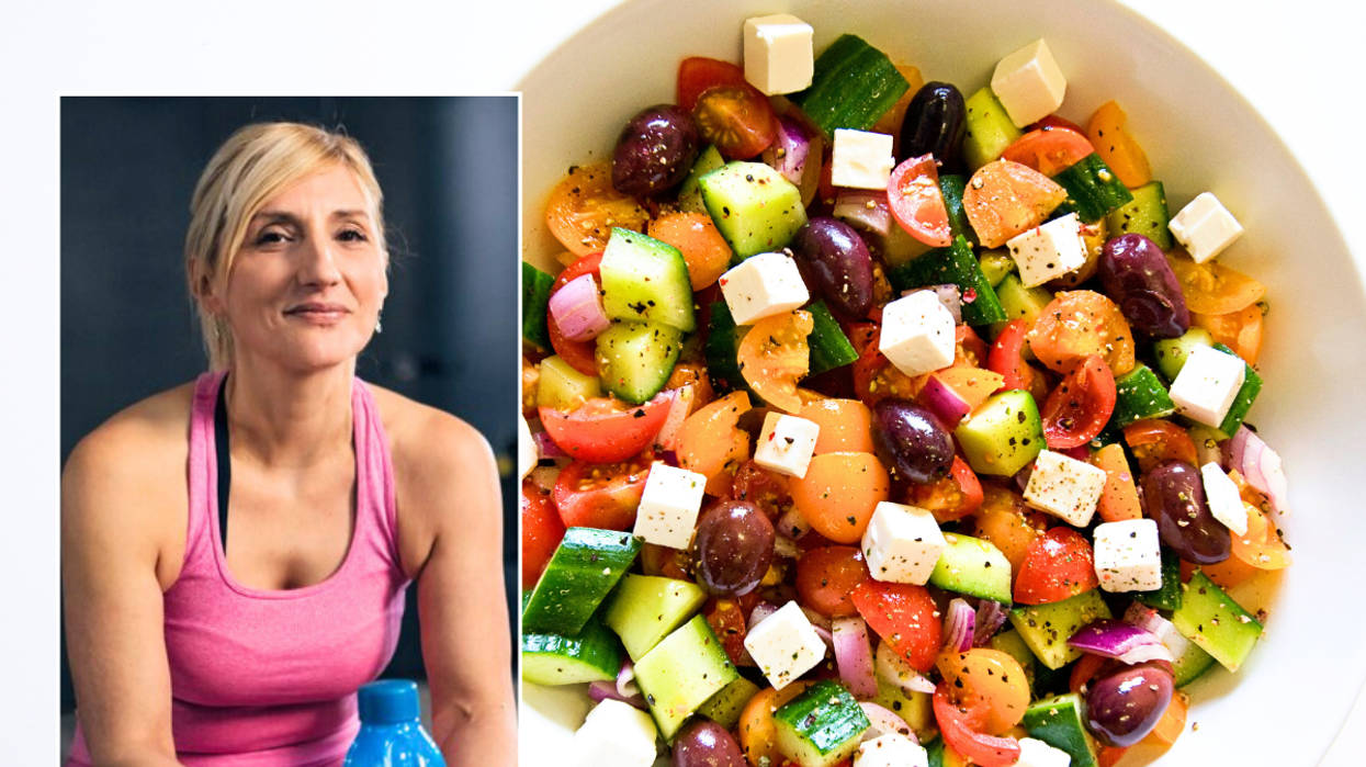 Woman in gym / healthy salad