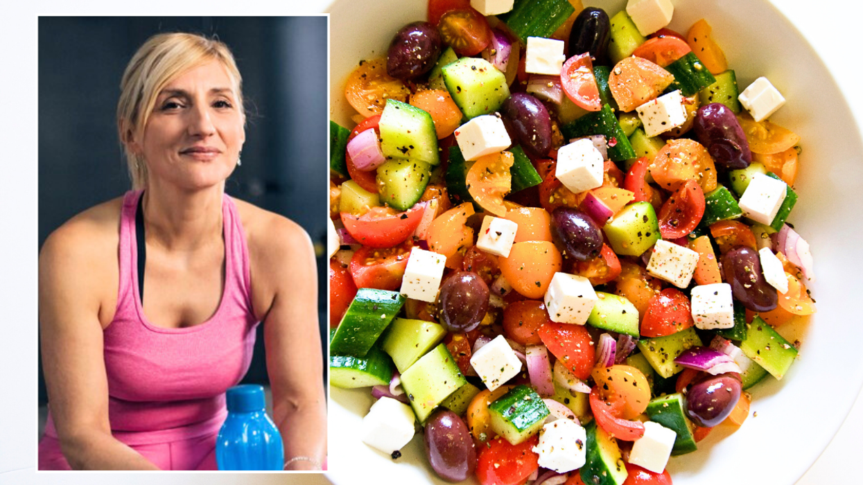 Woman in gym / healthy salad