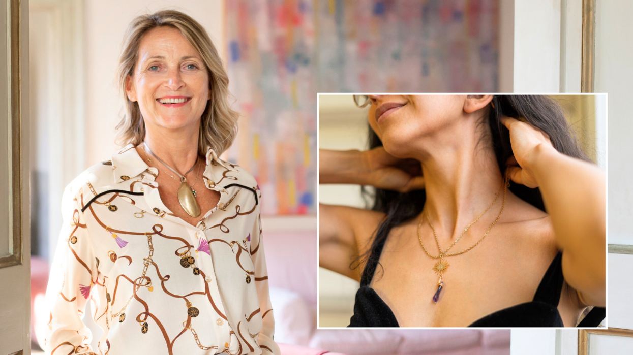 Woman in sheer shirt / woman's necklaces