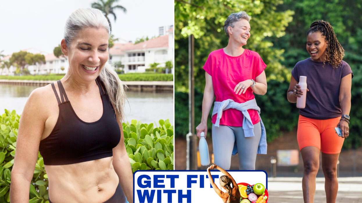 Woman in sports bra / women walking