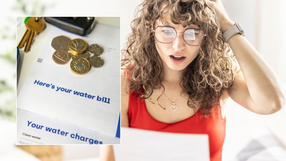 Woman looking at a bill and water bill