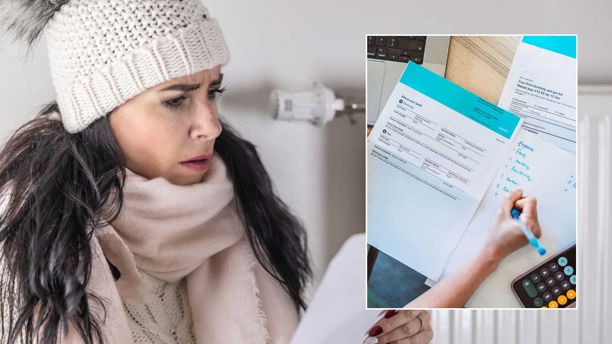 Woman looking at bill and energy bills