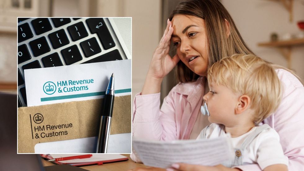 Woman looking at letter and HMRC letter