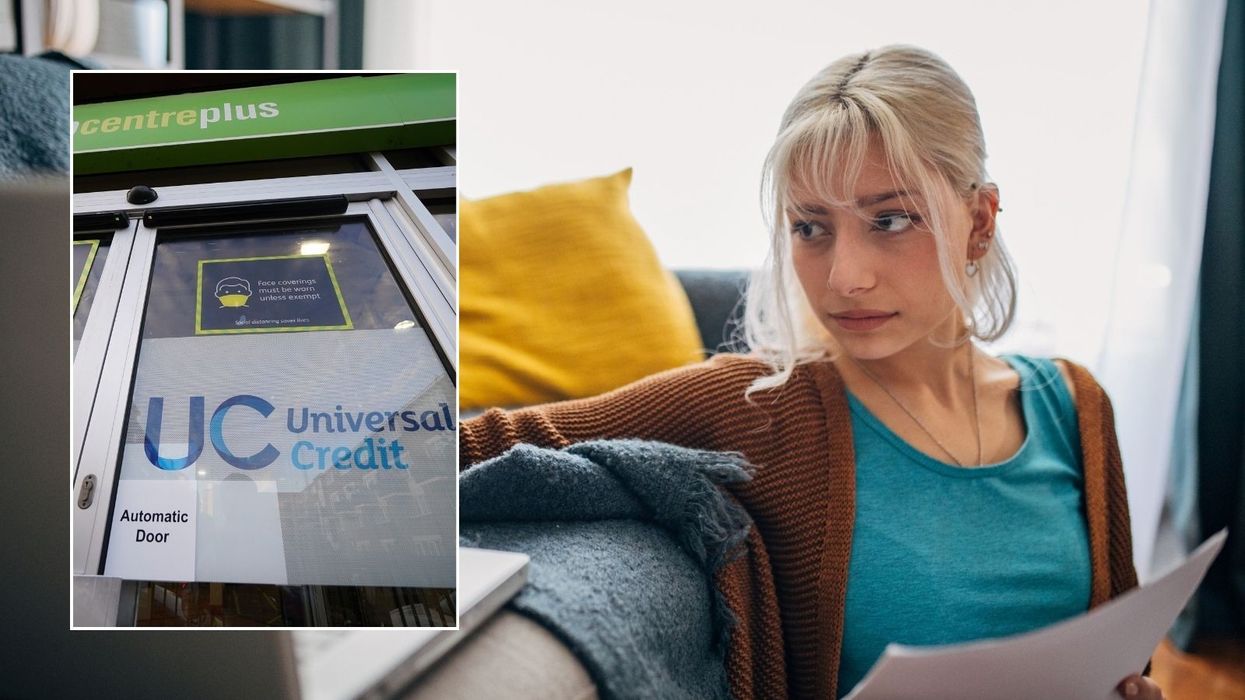 Woman looking at letter and Jobcentre