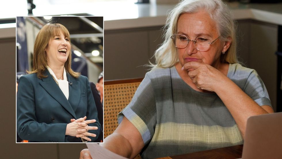 Woman looking at letter and Rachel Reeves