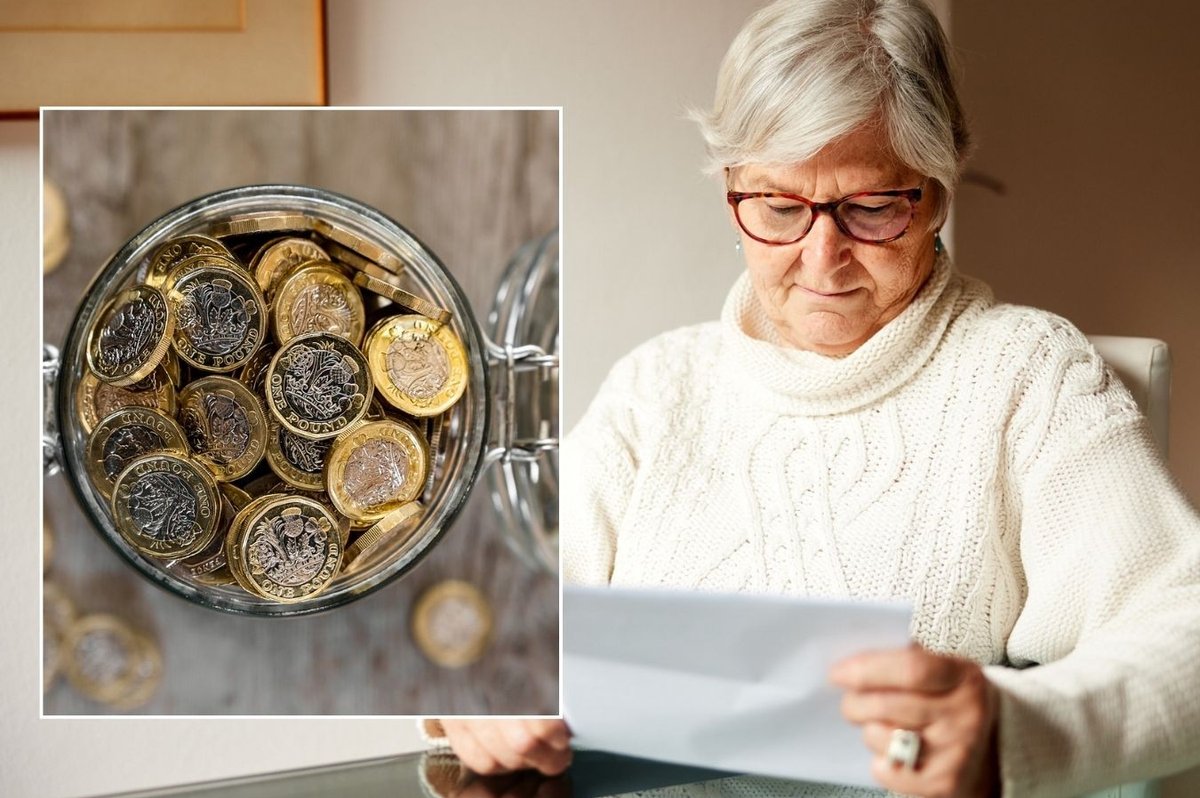 Woman looking at letter and savings pot