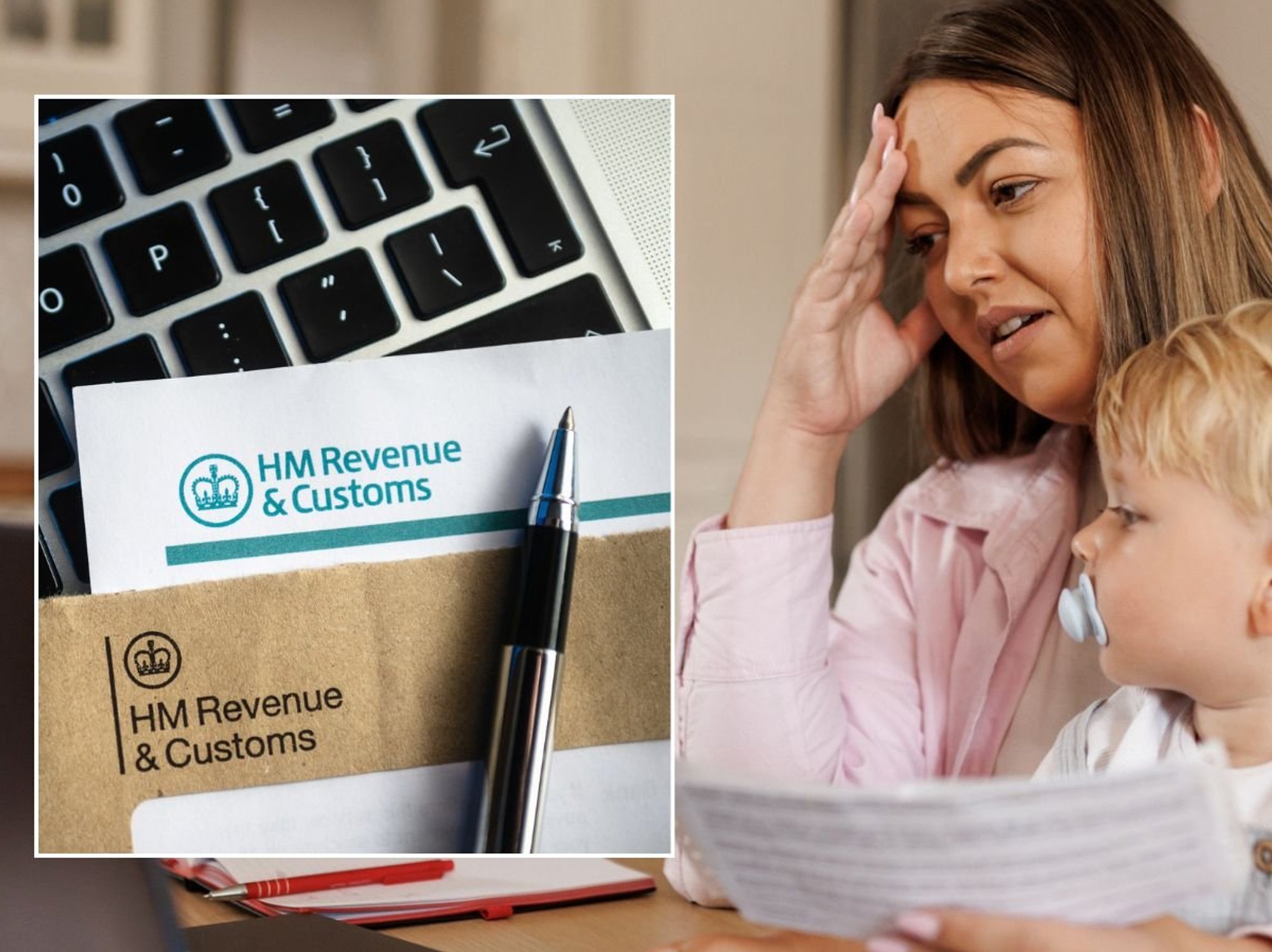 Woman looking at letter and
