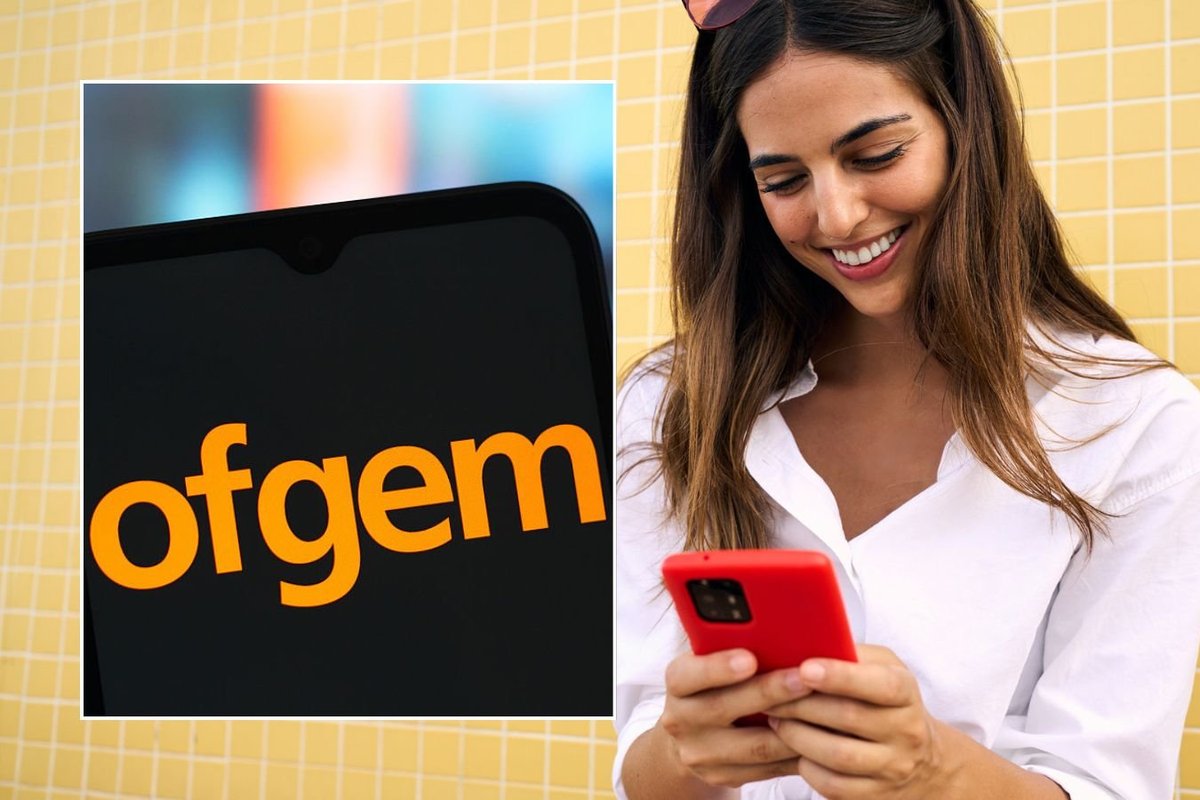 Woman looking at phone and Ofgem on phone