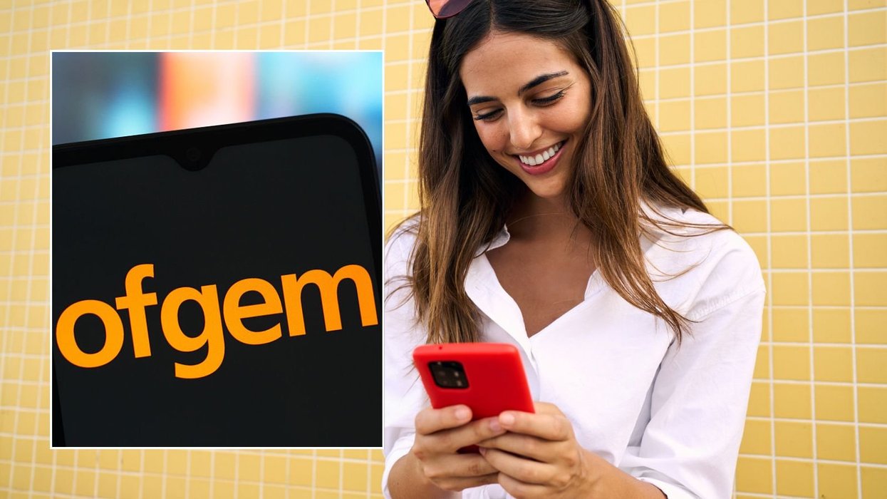 Woman looking at phone and Ofgem on phone