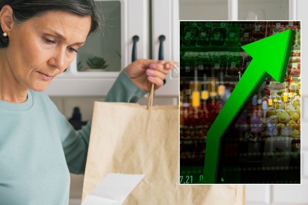 Woman looking at supermarket bill and inflation rise