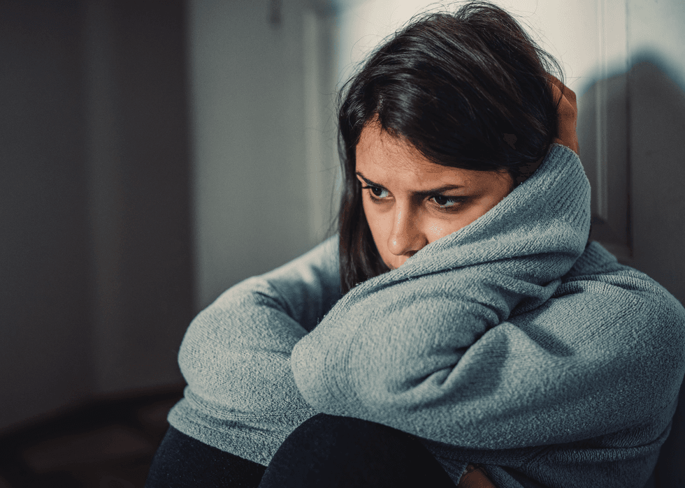 Woman looking distressed