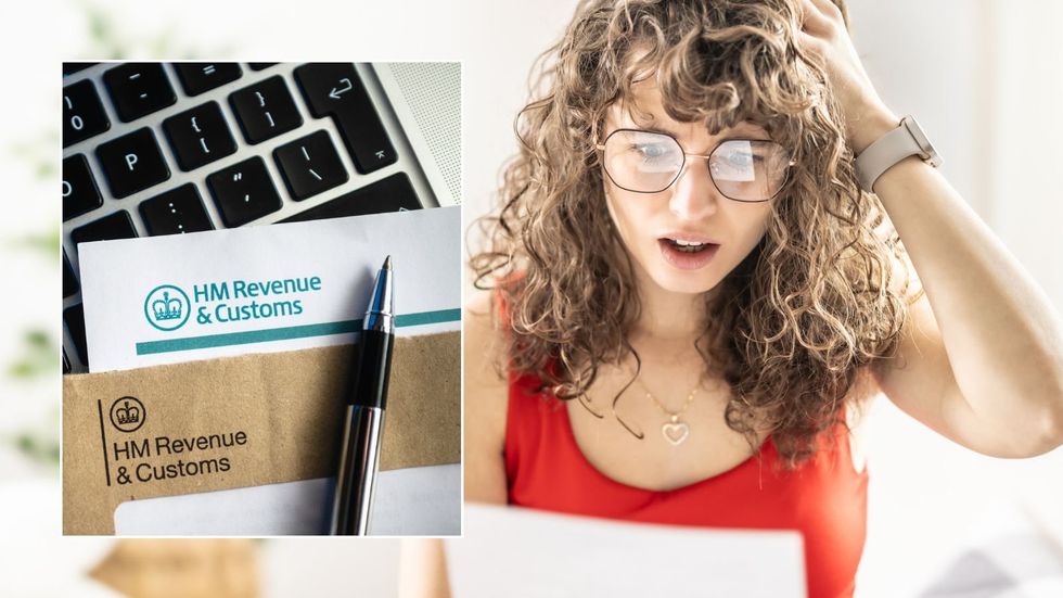 Woman looking shocked and HMCR letter