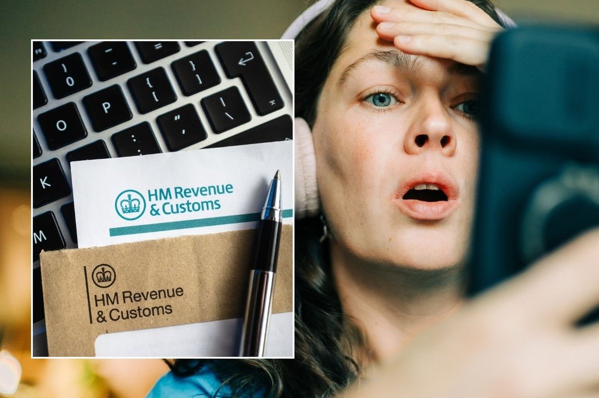 Woman looking shocked and HMRC letter