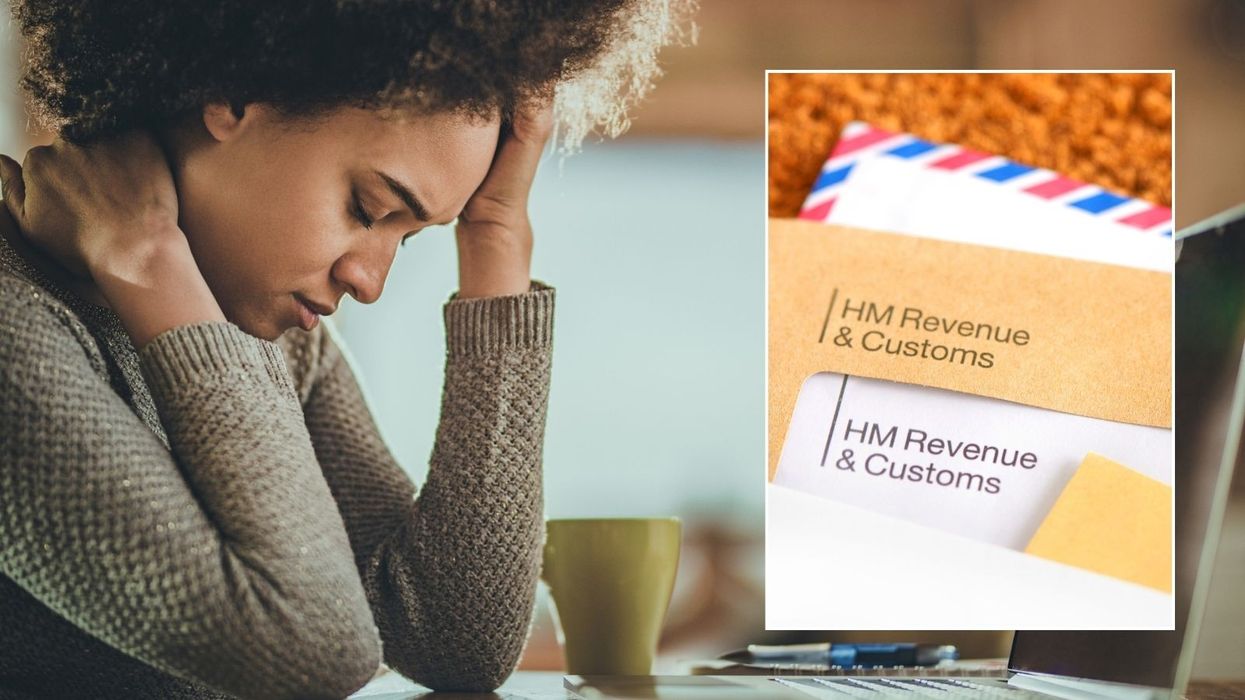 Woman looking stressed and HMRC letter