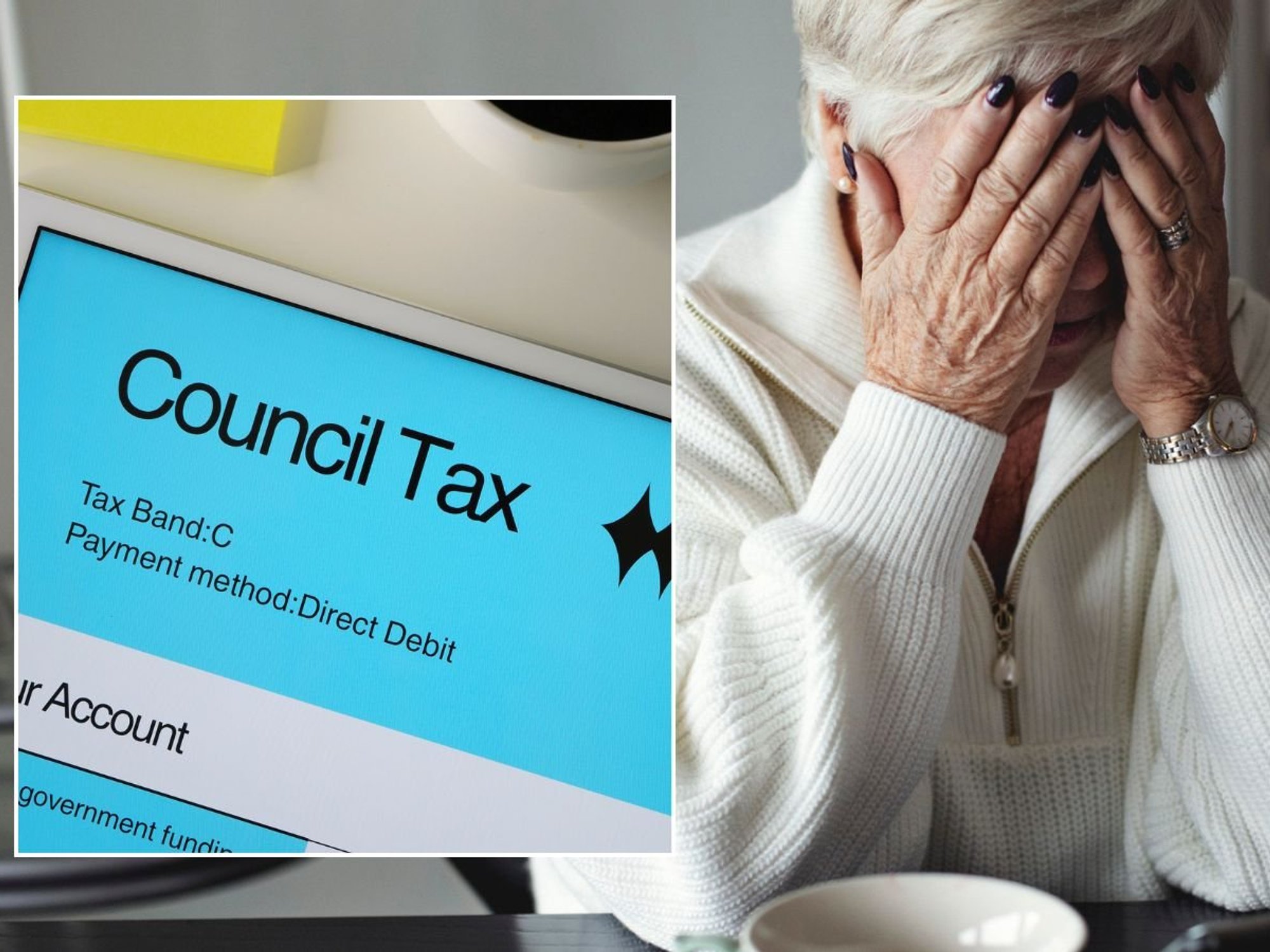 Woman looking worried and council tax account