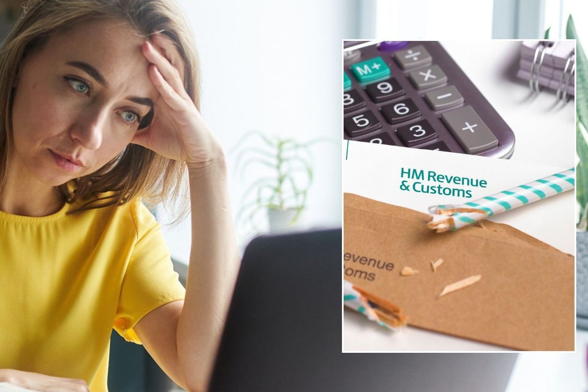 Woman looking worried and HMRC letter