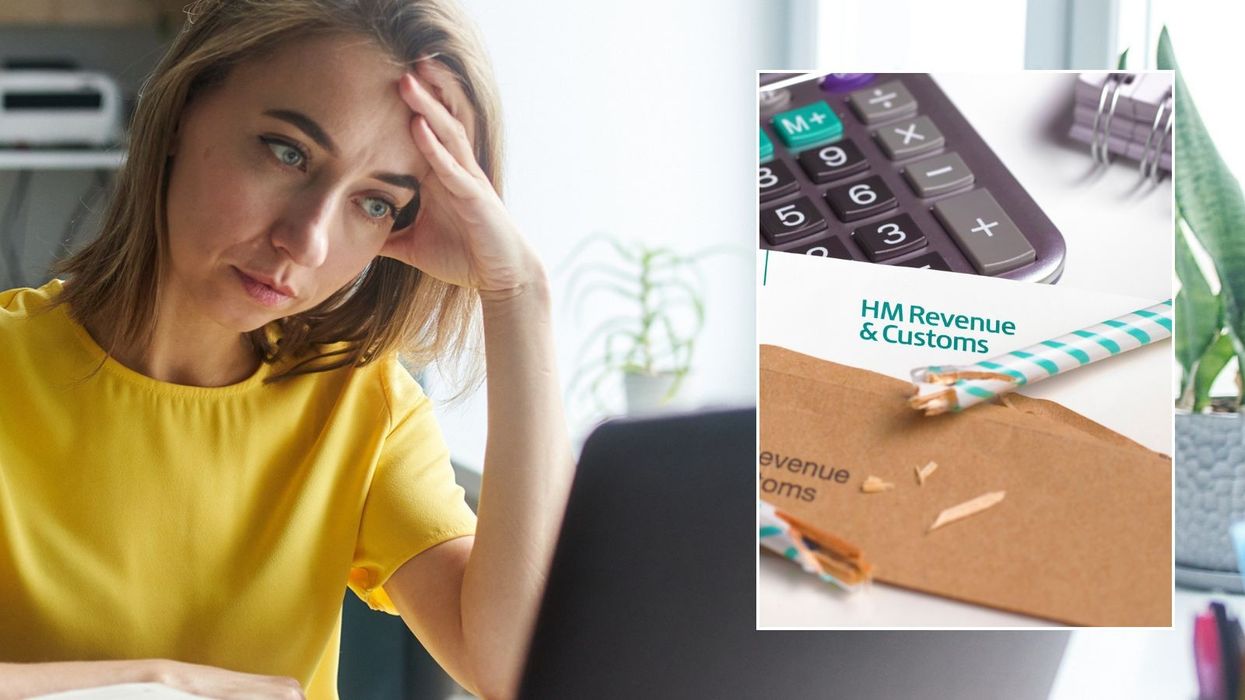 Woman looking worried and HMRC letter