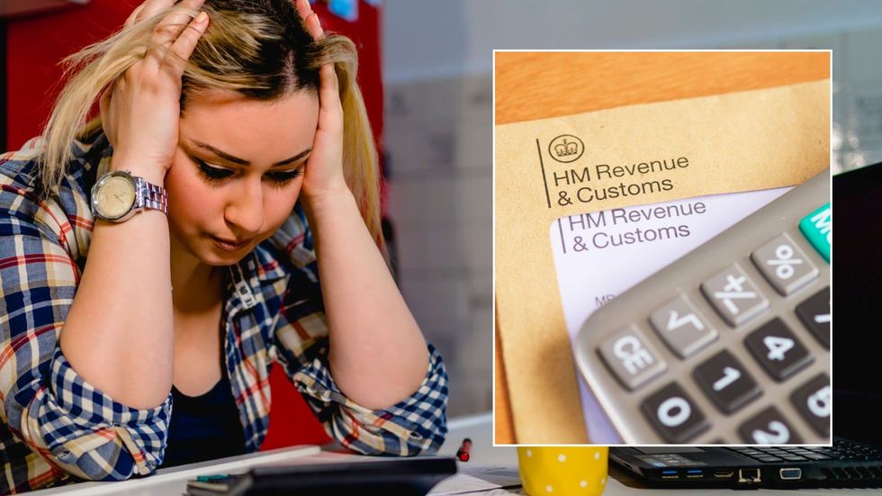 Woman looking worried and HMRC letter
