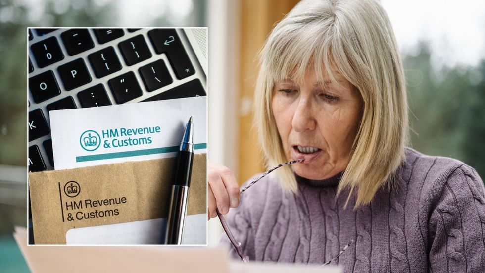 Woman looking worried and HMRC letter