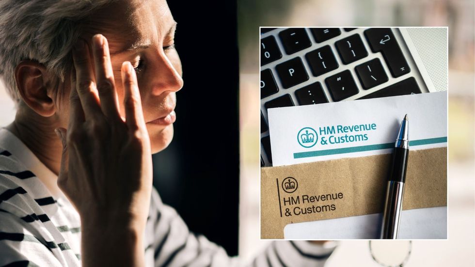 Woman looking worried and HMRC letter