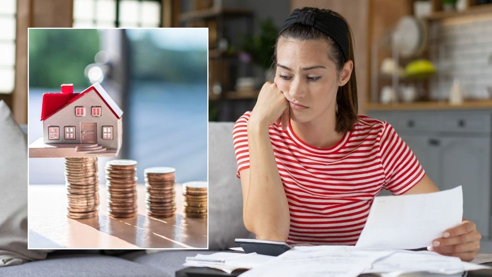 Woman looking worried and property tax