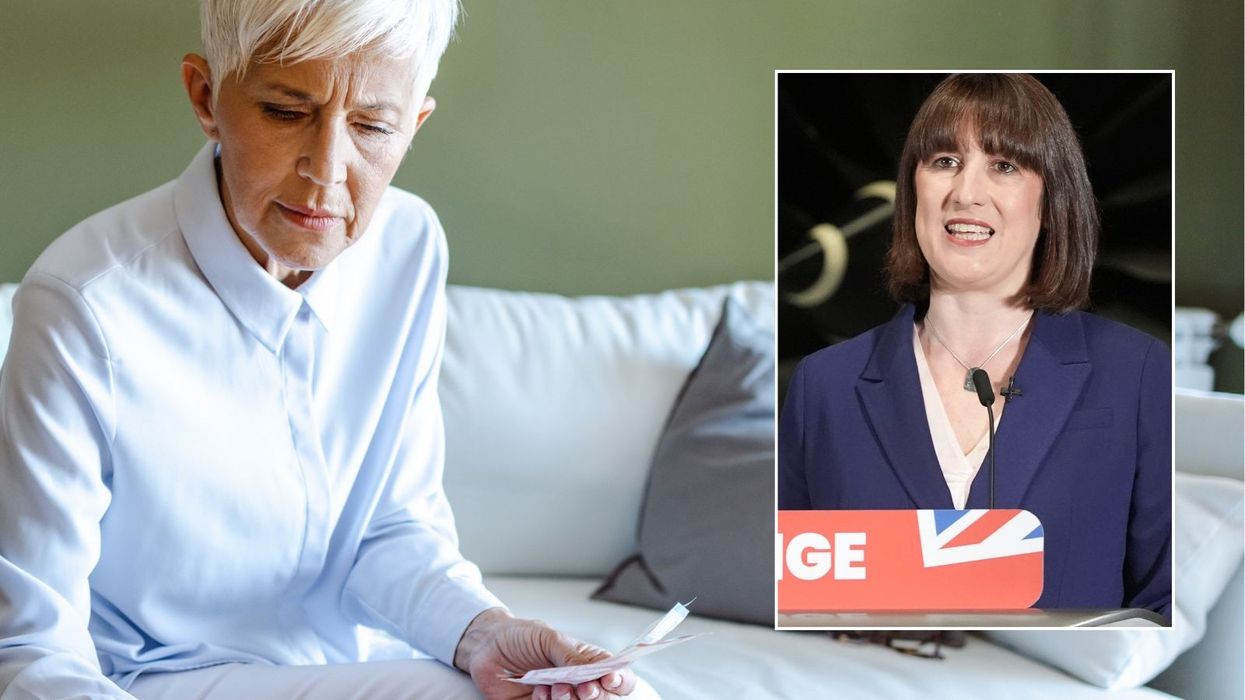 Woman looking worried and Rachel Reeves at event