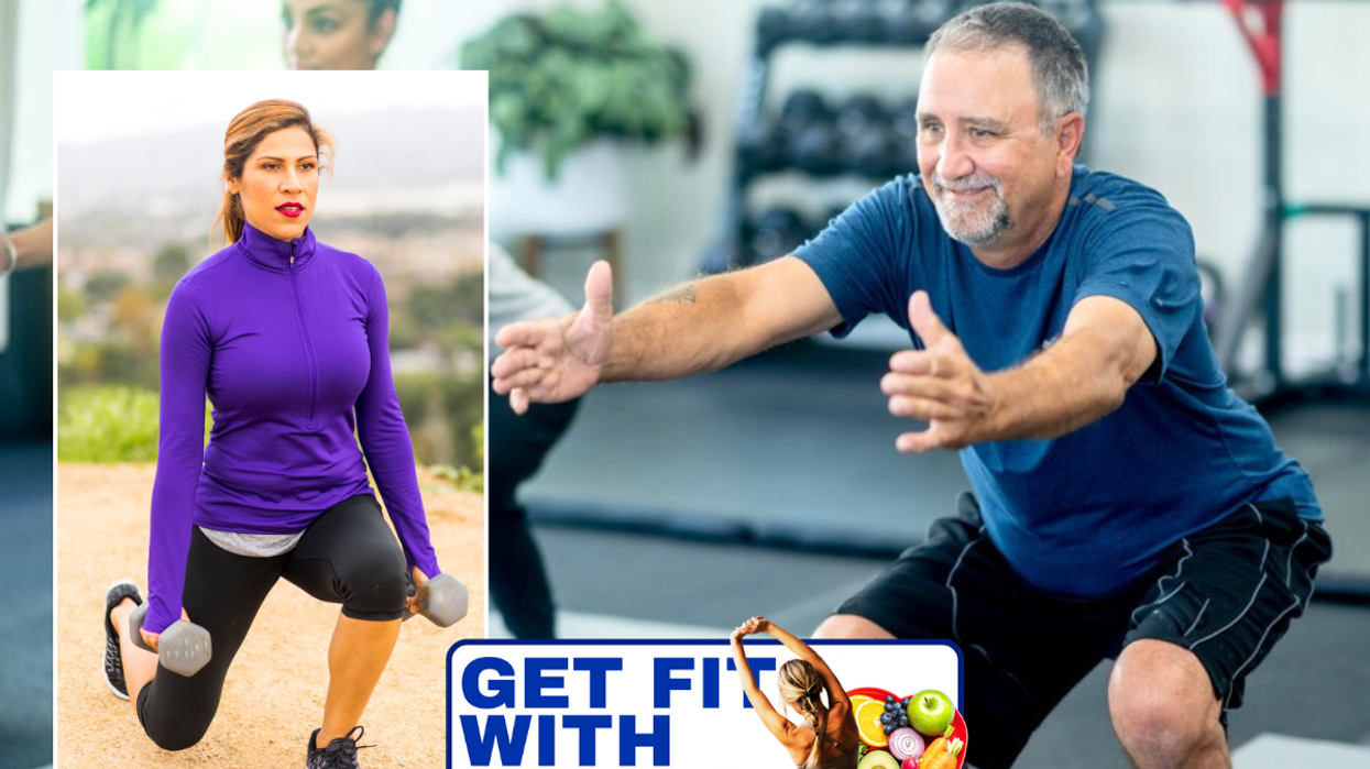 Woman lunging / man squats