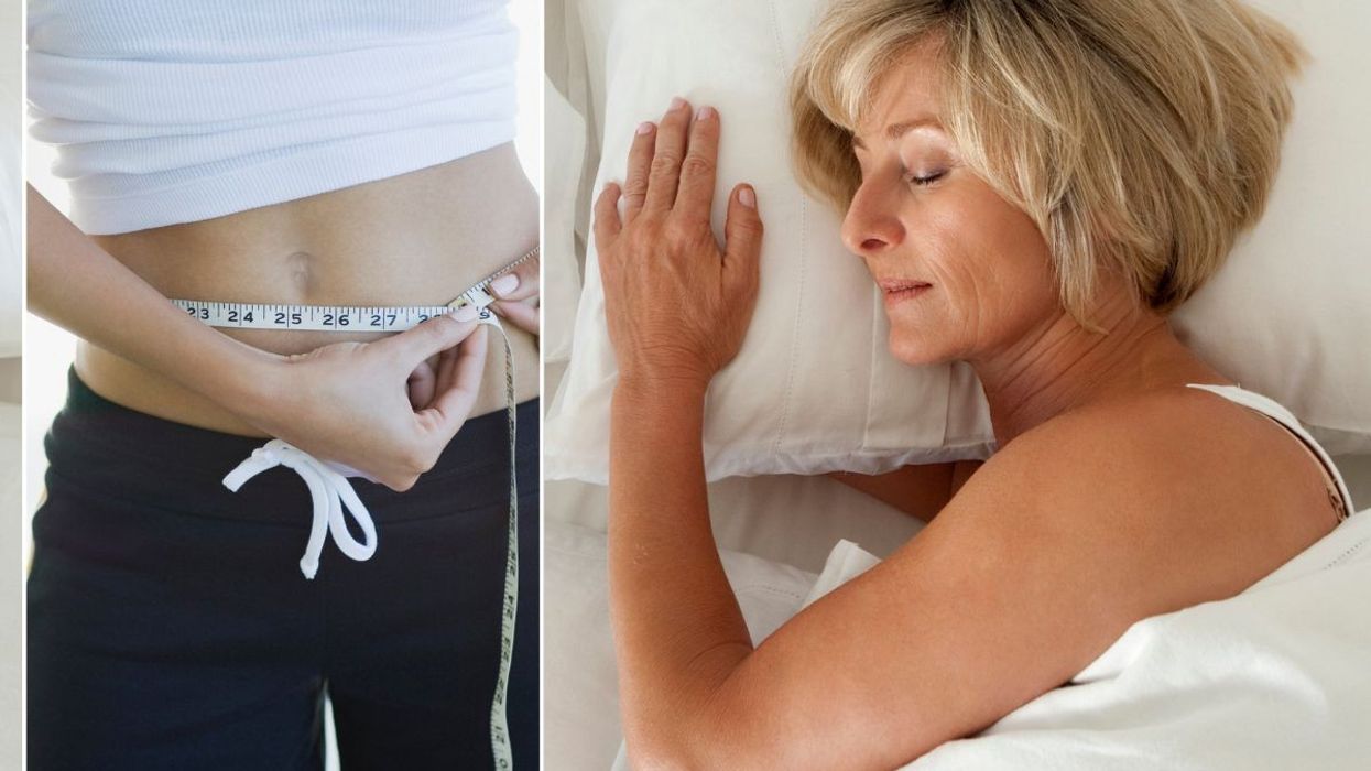 Woman measuring waist / woman asleep