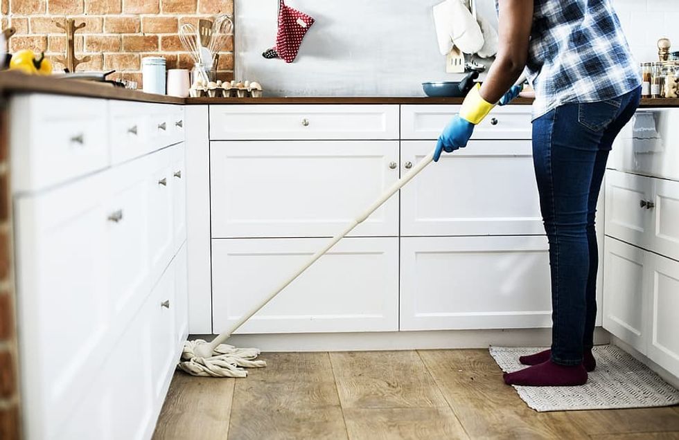 Woman mopping