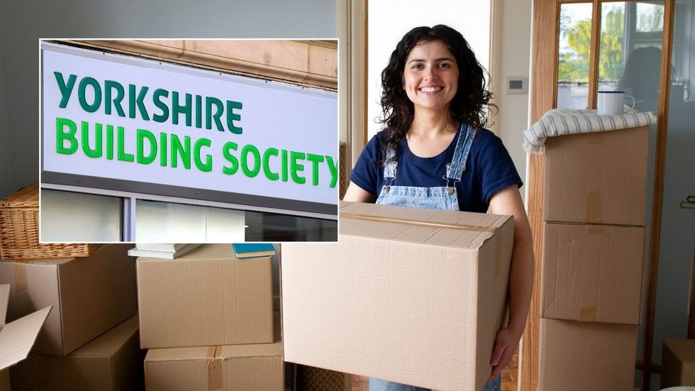 Woman moving in and Yorkshire Building Society branch