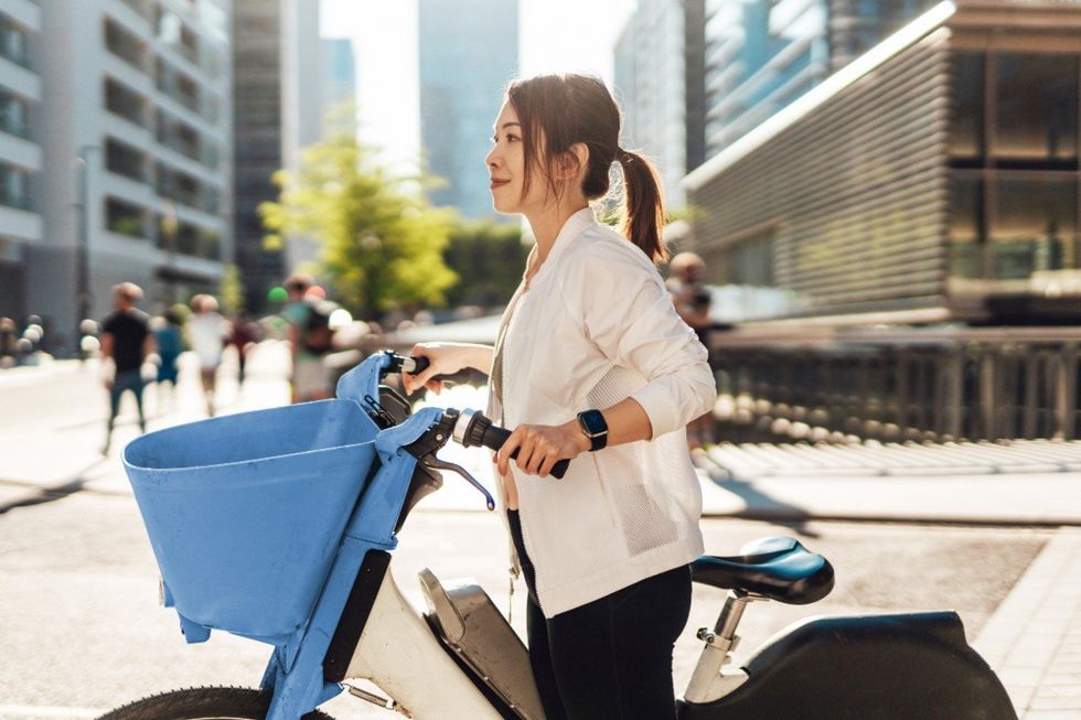 Woman on an e-bike
