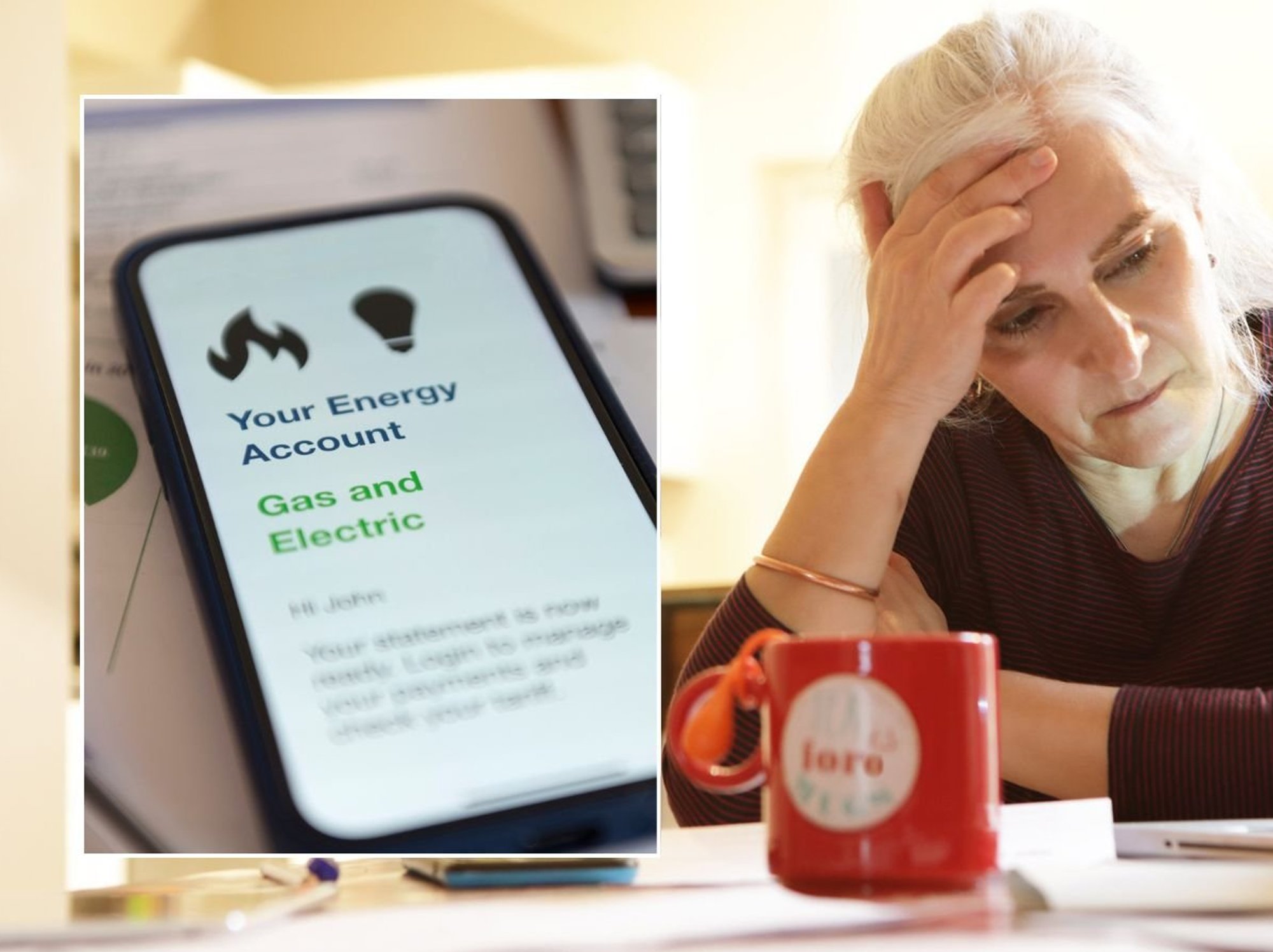 Woman on laptop and energy bill