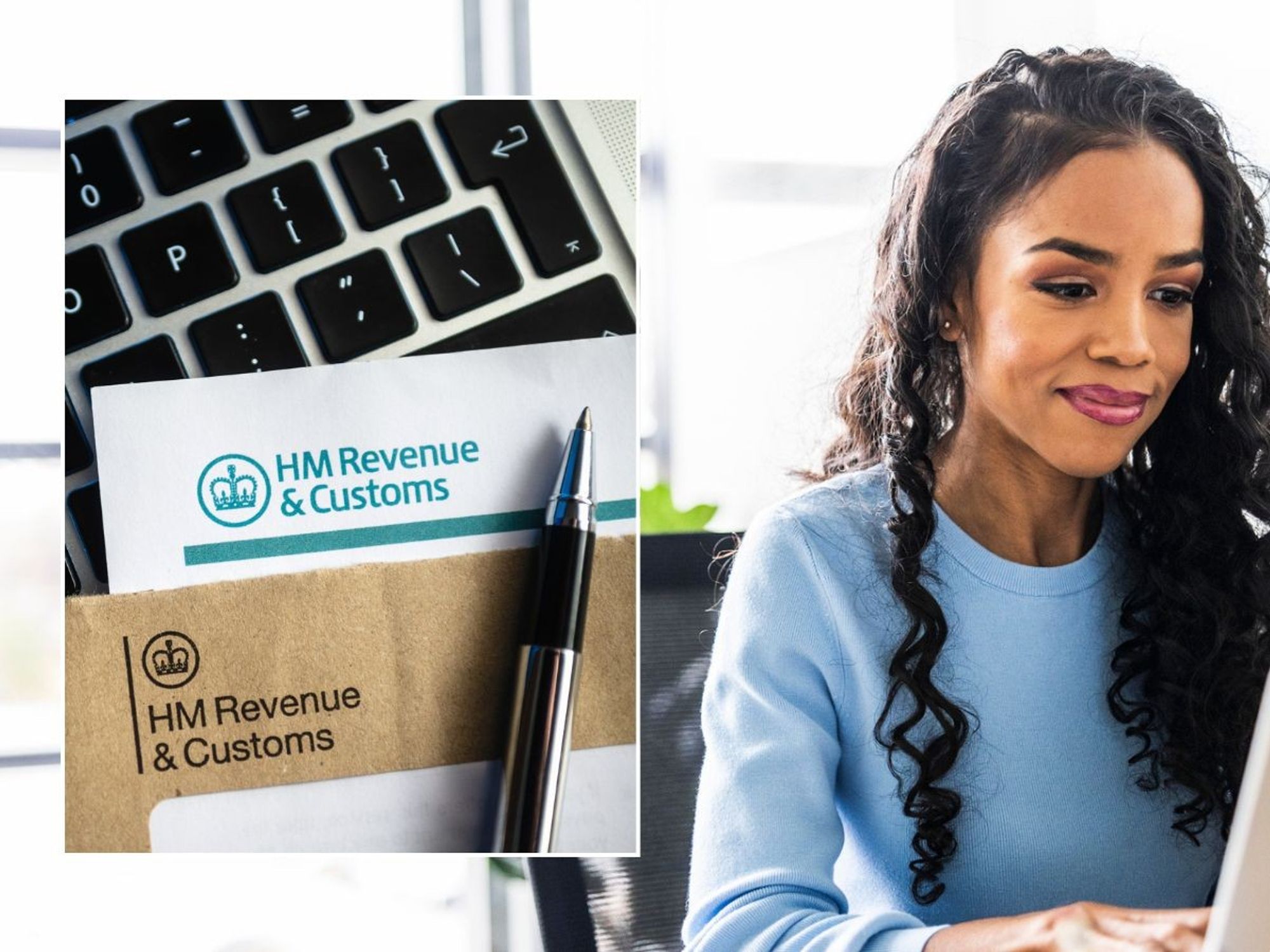 Woman on laptop and HMRC letter