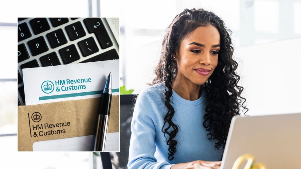 Woman on laptop and HMRC letter