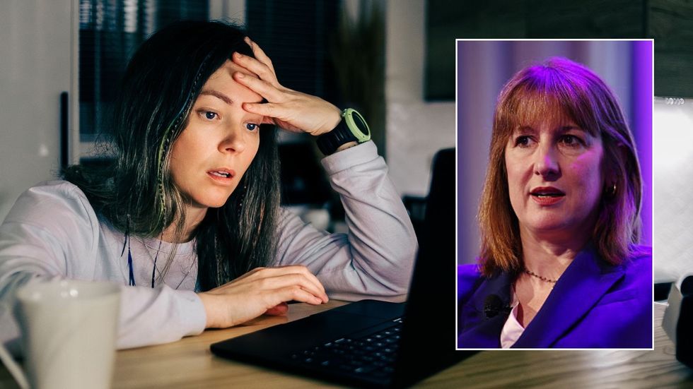 Woman on laptop and Rachel Reeves