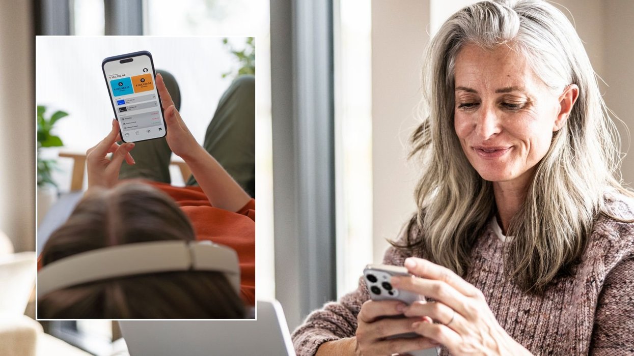 Woman on phone and bank account